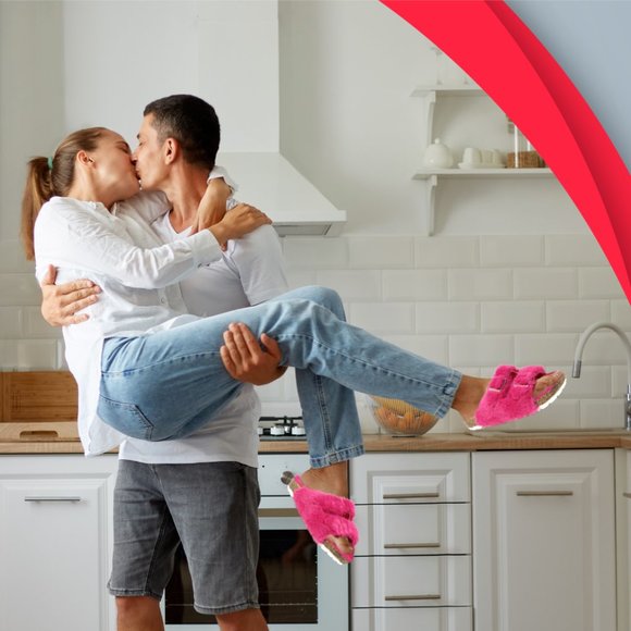 Womens Slippers Double Strap Faux Fur Slippers Double Buckle Open Toe Sandals - Picture 2 of 8